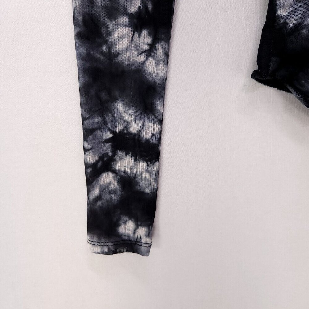 Revolve H:ours Monroe Mesh Bodysuit Black Tie Dye size XS Snap Button - Picture 5 of 13